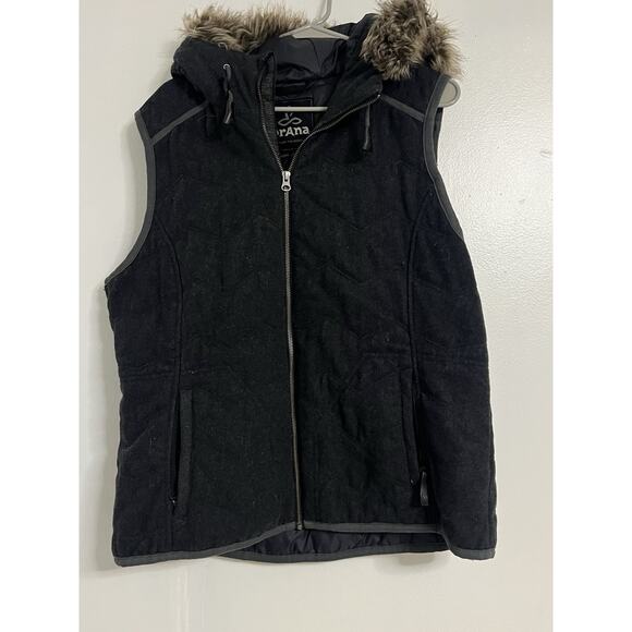 Prana Vest Womens Gray Full Zip Hooded Wool Size X-LRG - Picture 1 of 6